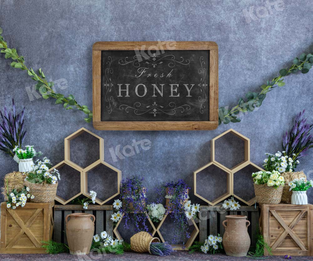 Kate Cake Smash Honey Blue Spring Backdrop Designed by Emetselch - Image 3