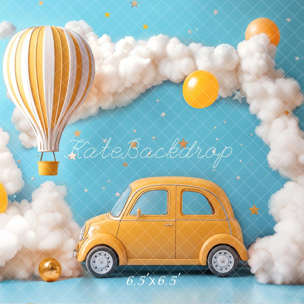 Kate Cake Smash Hot Air Balloon Car Clouds Backdrop Designed by Emetselch - Image 2