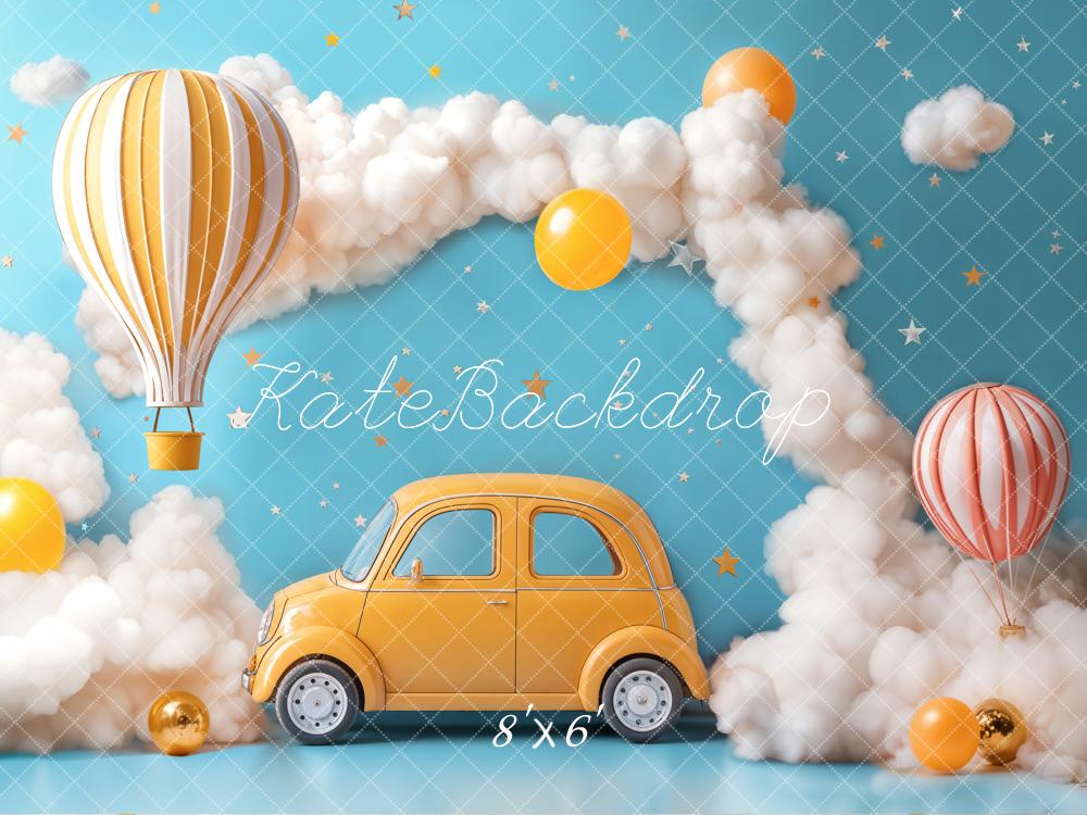 Kate Cake Smash Hot Air Balloon Car Clouds Backdrop Designed by Emetselch - Image 3