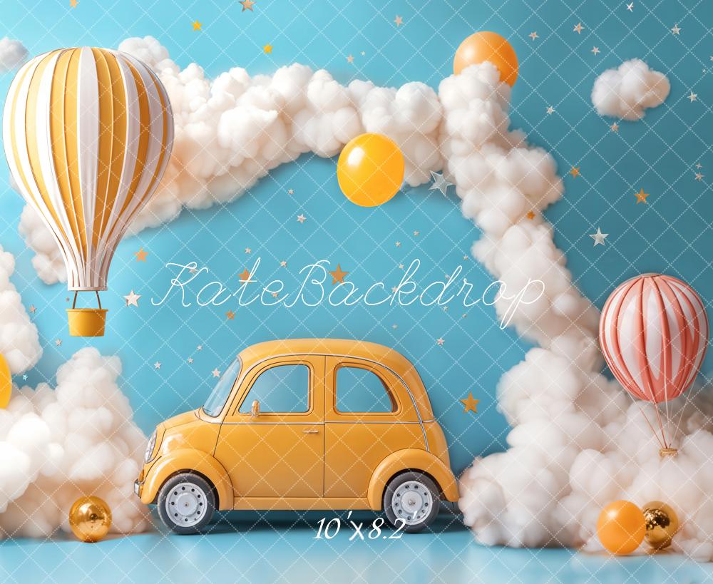 Kate Cake Smash Hot Air Balloon Car Clouds Backdrop Designed by Emetselch - Image 4