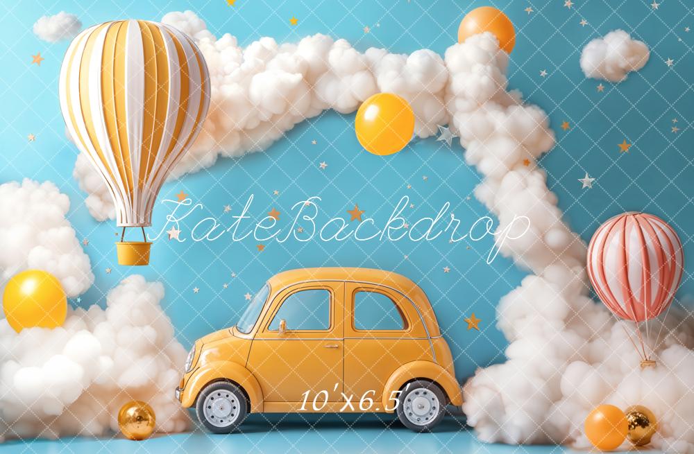 Kate Cake Smash Hot Air Balloon Car Clouds Backdrop Designed by Emetselch - Image 5