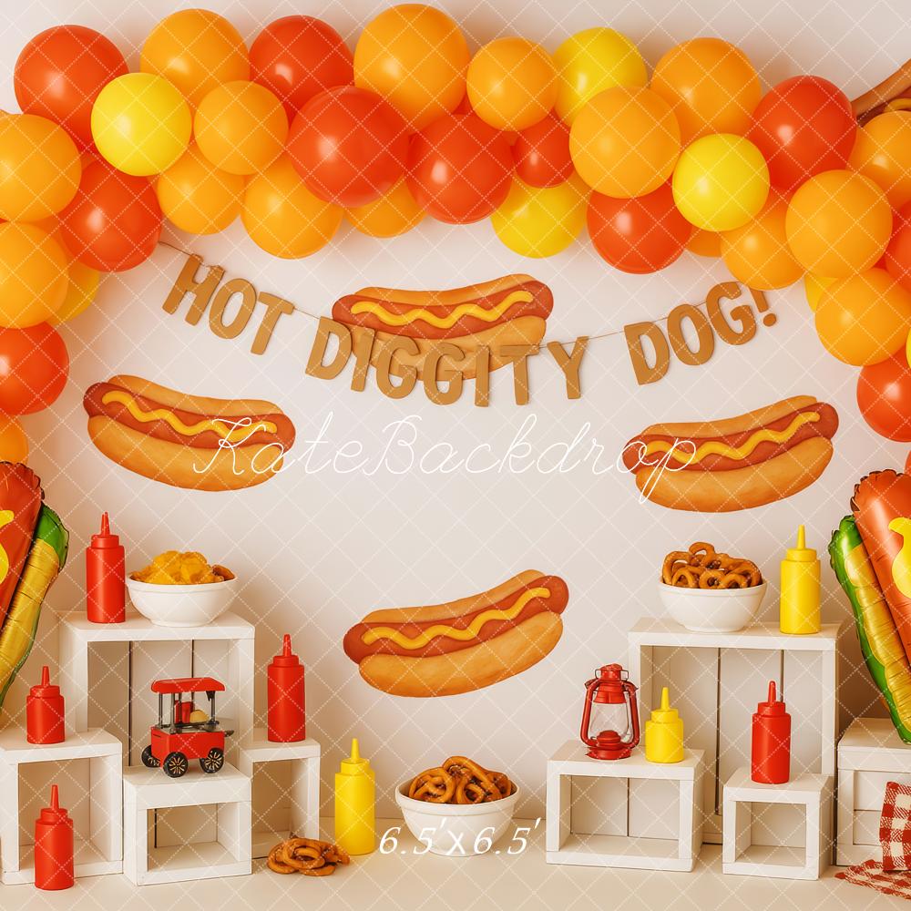 Kate Cake Smash Hot Dog Balloon Party Backdrop Designed by Patty Robert - Image 2