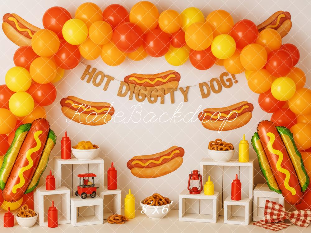 Kate Cake Smash Hot Dog Balloon Party Backdrop Designed by Patty Robert - Image 3