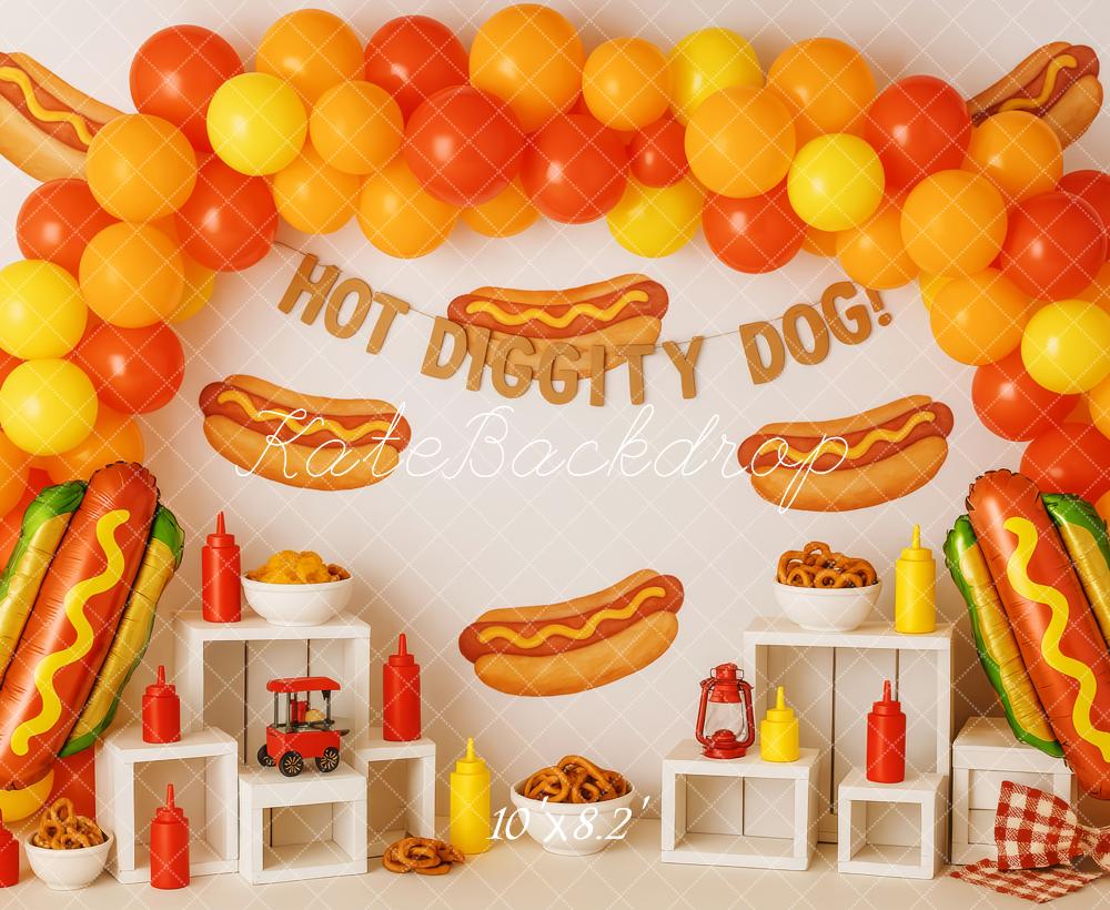 Kate Cake Smash Hot Dog Balloon Party Backdrop Designed by Patty Robert - Image 5