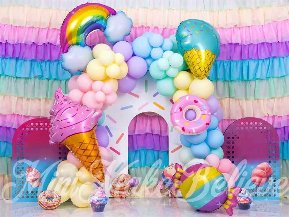 Kate Cake Smash Ice Cream Balloons Arch Backdrop Designed by Mini MakeBelieve - Image 4