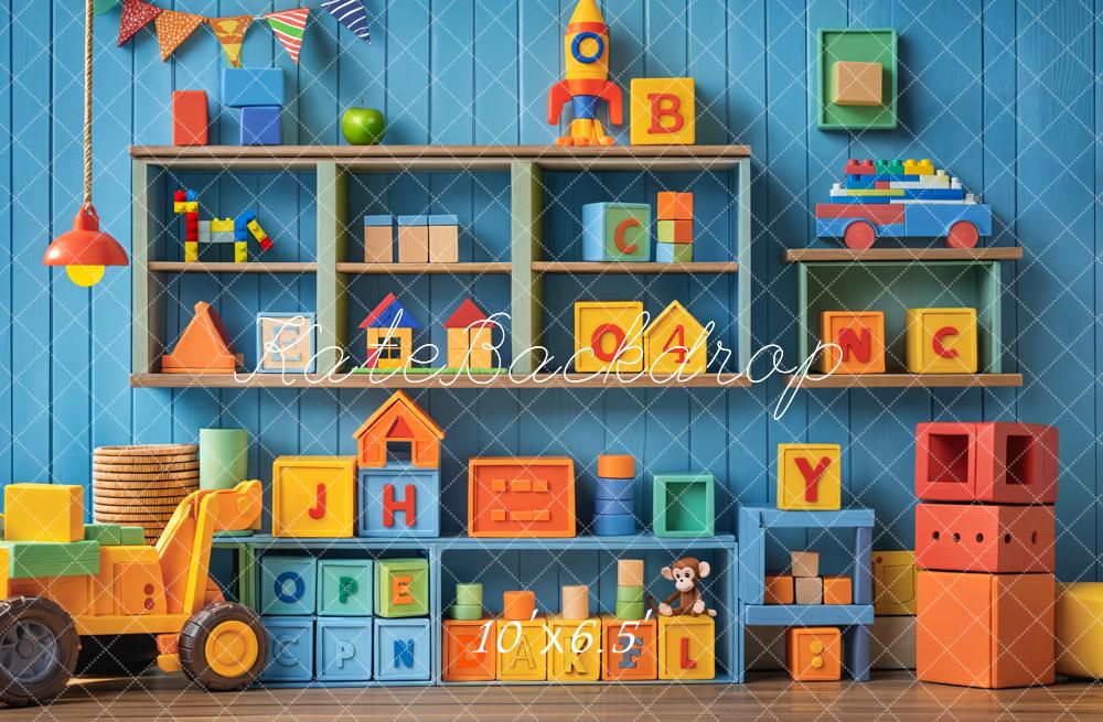 Kate Cake Smash Kids Colorful Toys Blocks Shelf Backdrop Designed by Emetselch - Image 4
