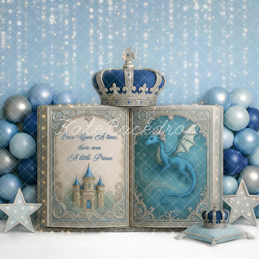 Kate Cake Smash Little Prince Crown Book Blue Backdrop Designed by Ashley Paul - Image 3