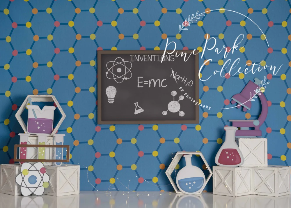 Kate Cake Smash Little Scientist Blue Backdrop Designed By Pine Park Collection