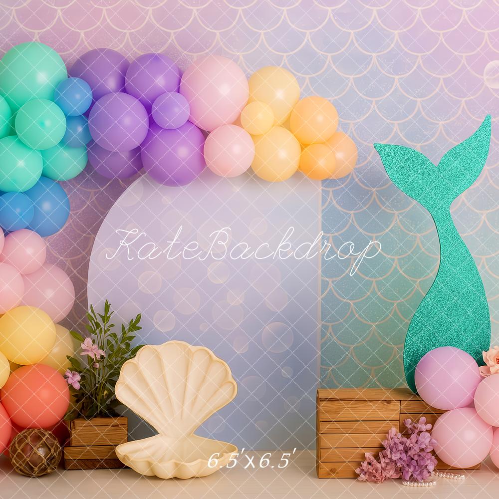 Kate Cake Smash Mermaid Balloon Seashell Backdrop Designed by Patty Robert - Image 2