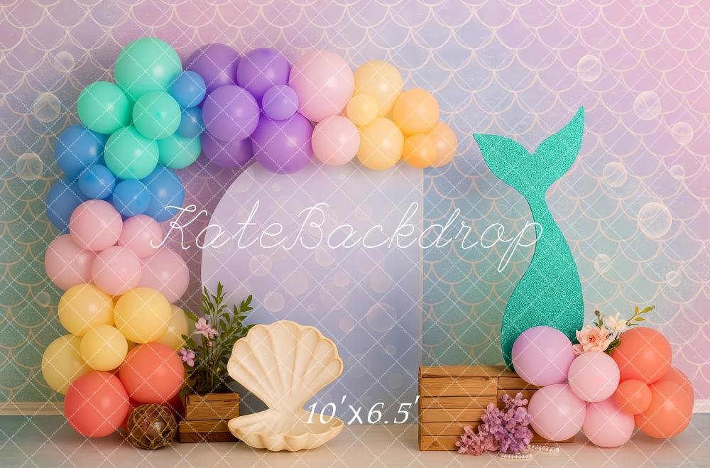 Kate Cake Smash Mermaid Balloon Seashell Backdrop Designed by Patty Robert - Image 4