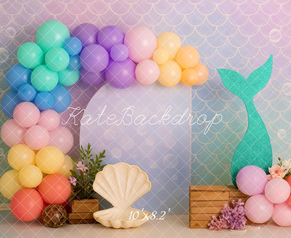 Kate Cake Smash Mermaid Balloon Seashell Backdrop Designed by Patty Robert - Image 5