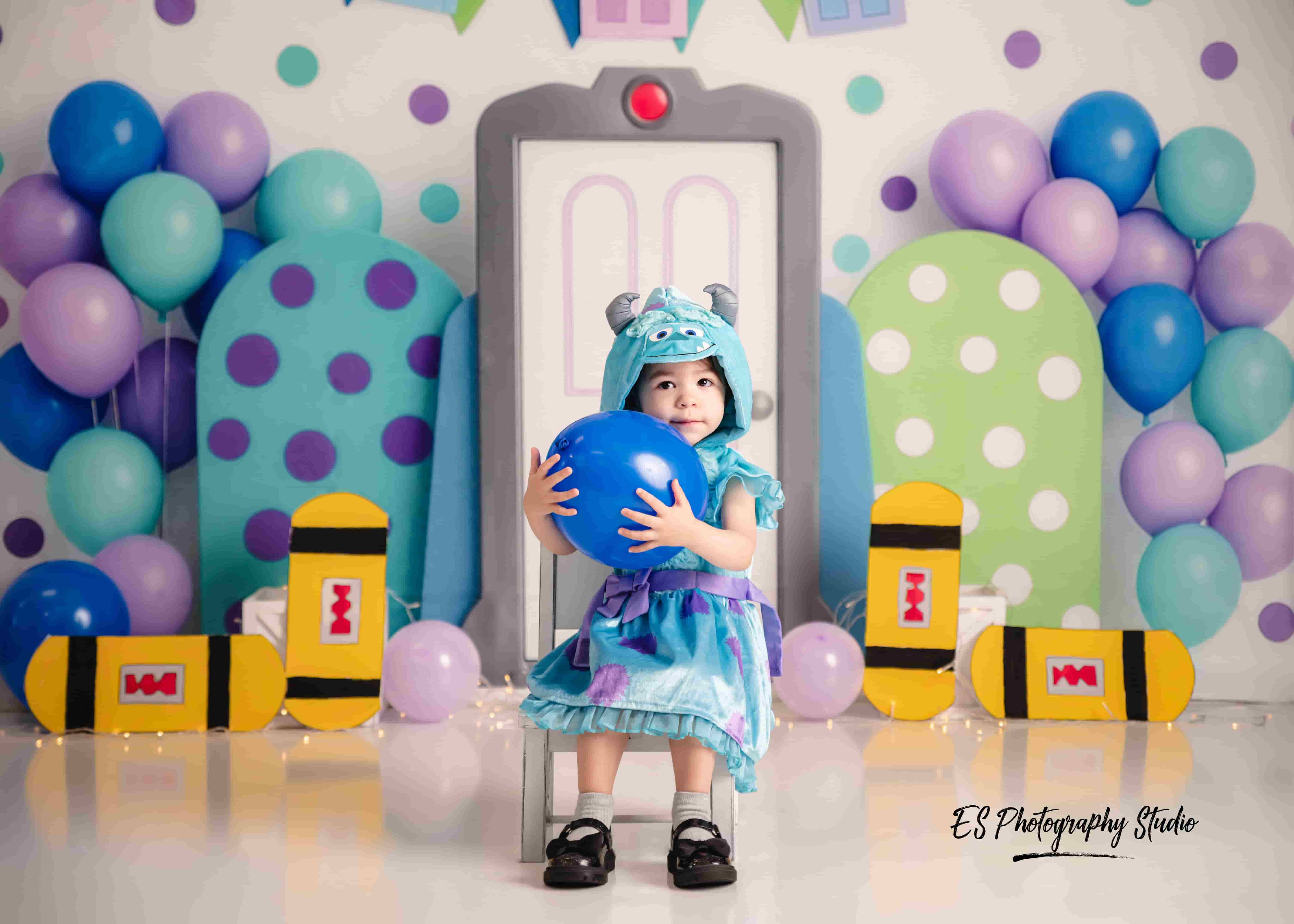 Kate Cake Smash Monster Door Balloons Backdrop Designed by Mini MakeBelieve - Image 3