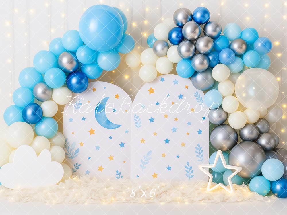 Kate Cake Smash Moon Stars Balloon Blue Backdrop Designed by Patty Robert - Image 3