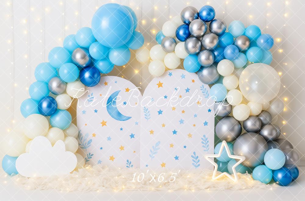 Kate Cake Smash Moon Stars Balloon Blue Backdrop Designed by Patty Robert - Image 4