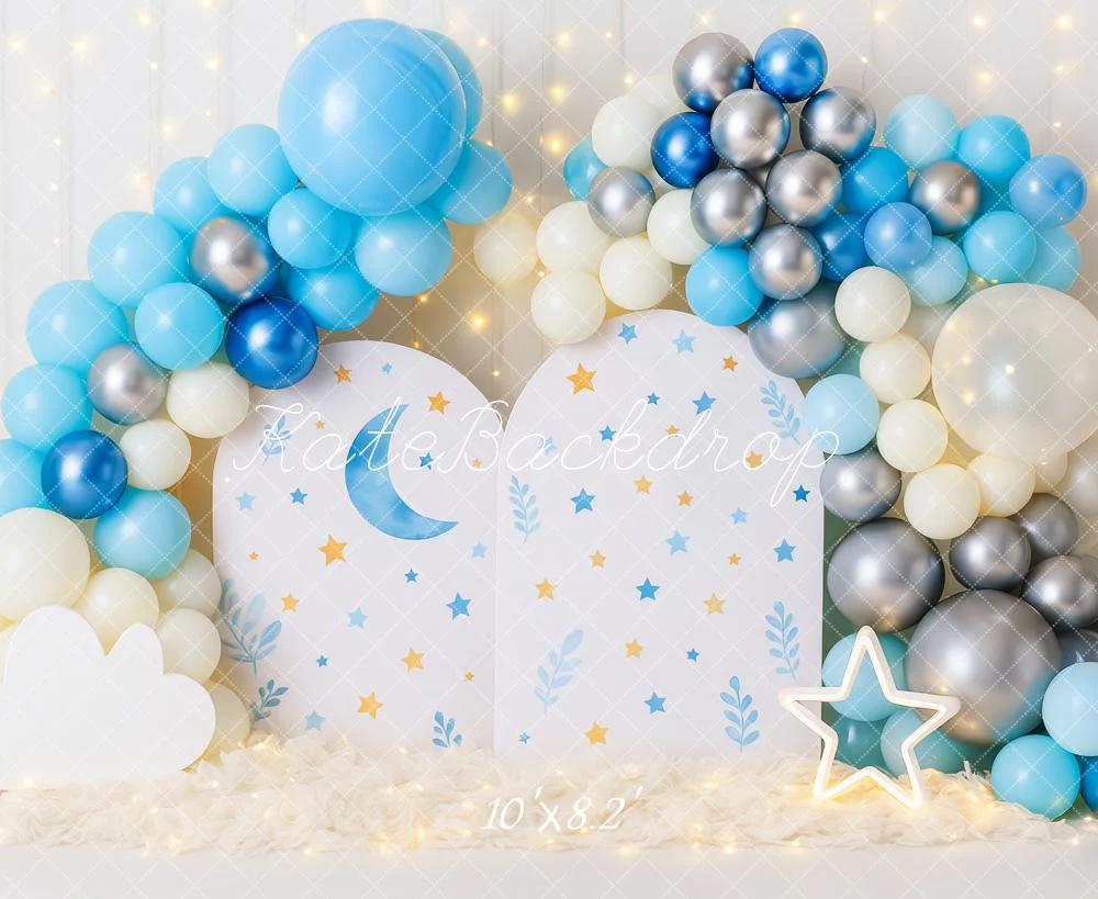 Kate Cake Smash Moon Stars Balloon Blue Backdrop Designed by Patty Robert - Image 5