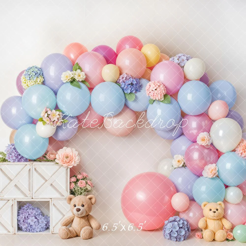 Kate Cake Smash Pastel Balloon Flower Arch Backdrop Designed by Emetselch - Image 3