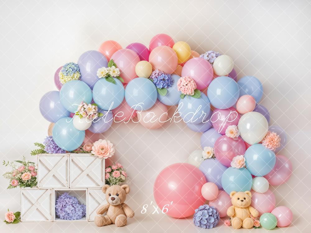 Kate Cake Smash Pastel Balloon Flower Arch Backdrop Designed by Emetselch - Image 4