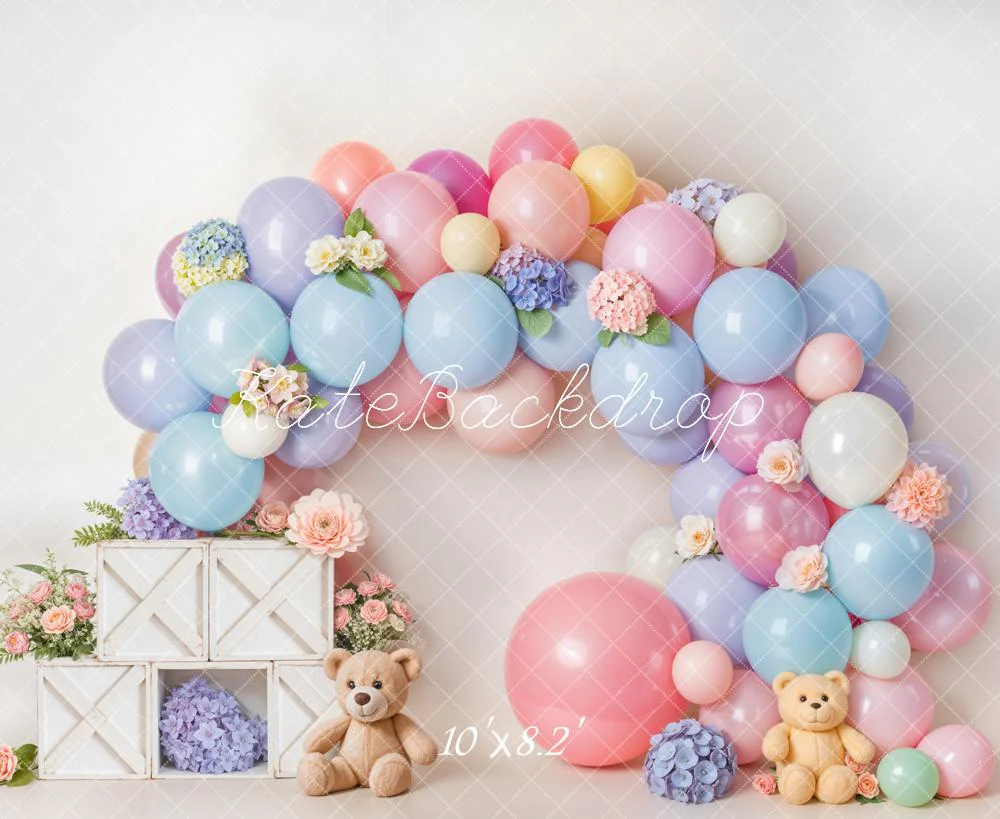 Kate Cake Smash Pastel Balloon Flower Arch Backdrop Designed by Emetselch - Image 5
