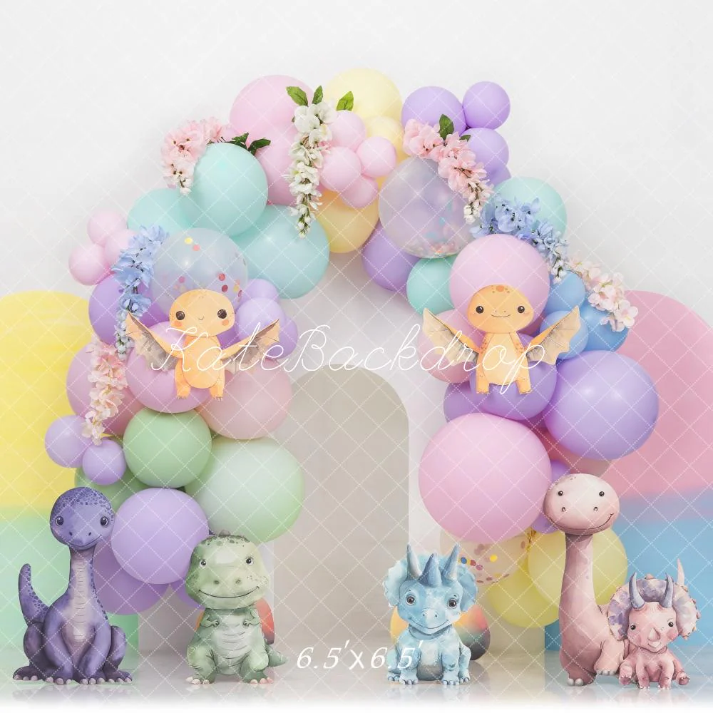 Kate Cake Smash Pastel Dino Plain Colorful Arch Backdrop Designed by Mini MakeBelieve - Image 2