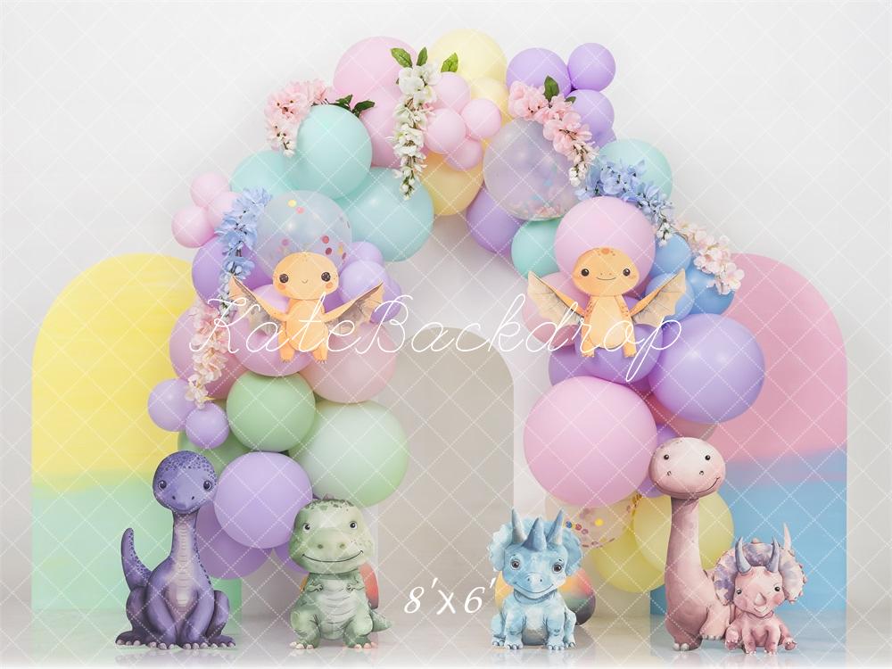 Kate Cake Smash Pastel Dino Plain Colorful Arch Backdrop Designed by Mini MakeBelieve - Image 3