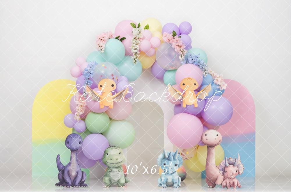 Kate Cake Smash Pastel Dino Plain Colorful Arch Backdrop Designed by Mini MakeBelieve - Image 4