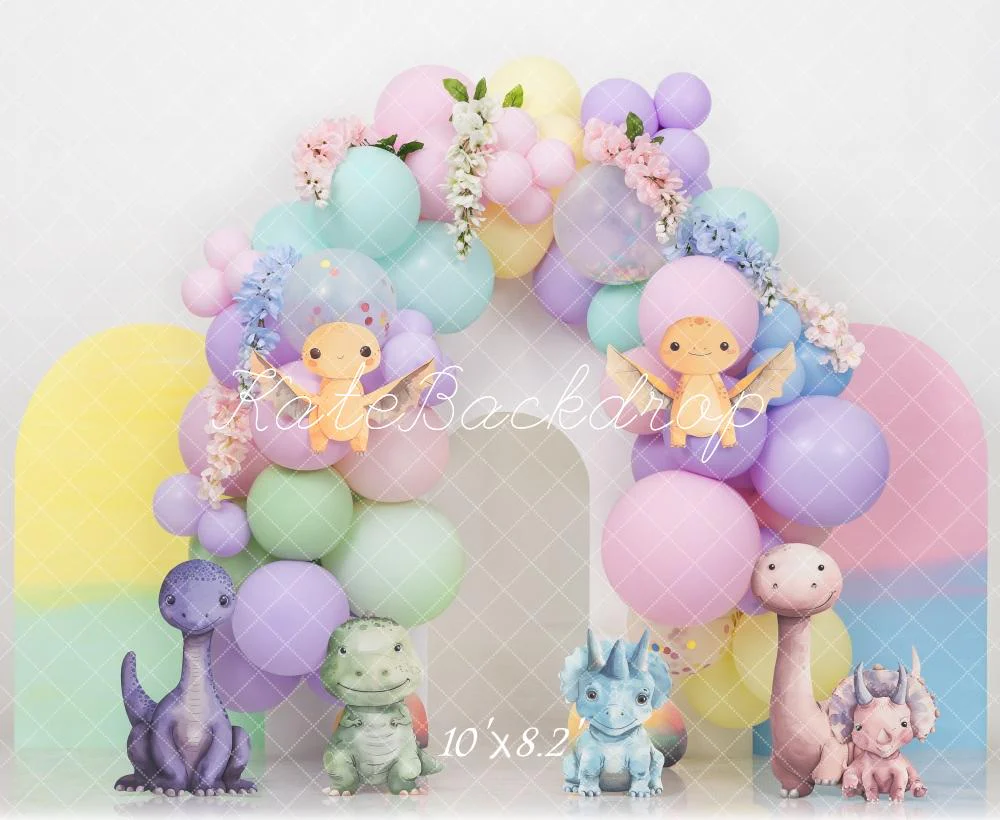 Kate Cake Smash Pastel Dino Plain Colorful Arch Backdrop Designed by Mini MakeBelieve - Image 5
