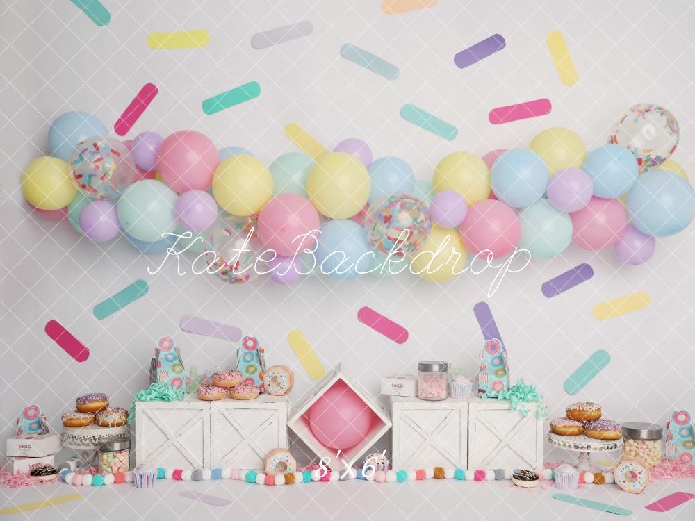 Kate Cake Smash Pastel Donut Balloons Backdrop Designed by Melissa King - Image 4