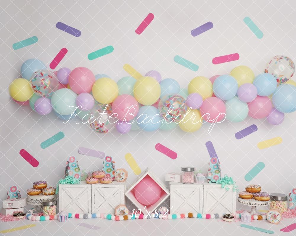 Kate Cake Smash Pastel Donut Balloons Backdrop Designed by Melissa King - Image 5