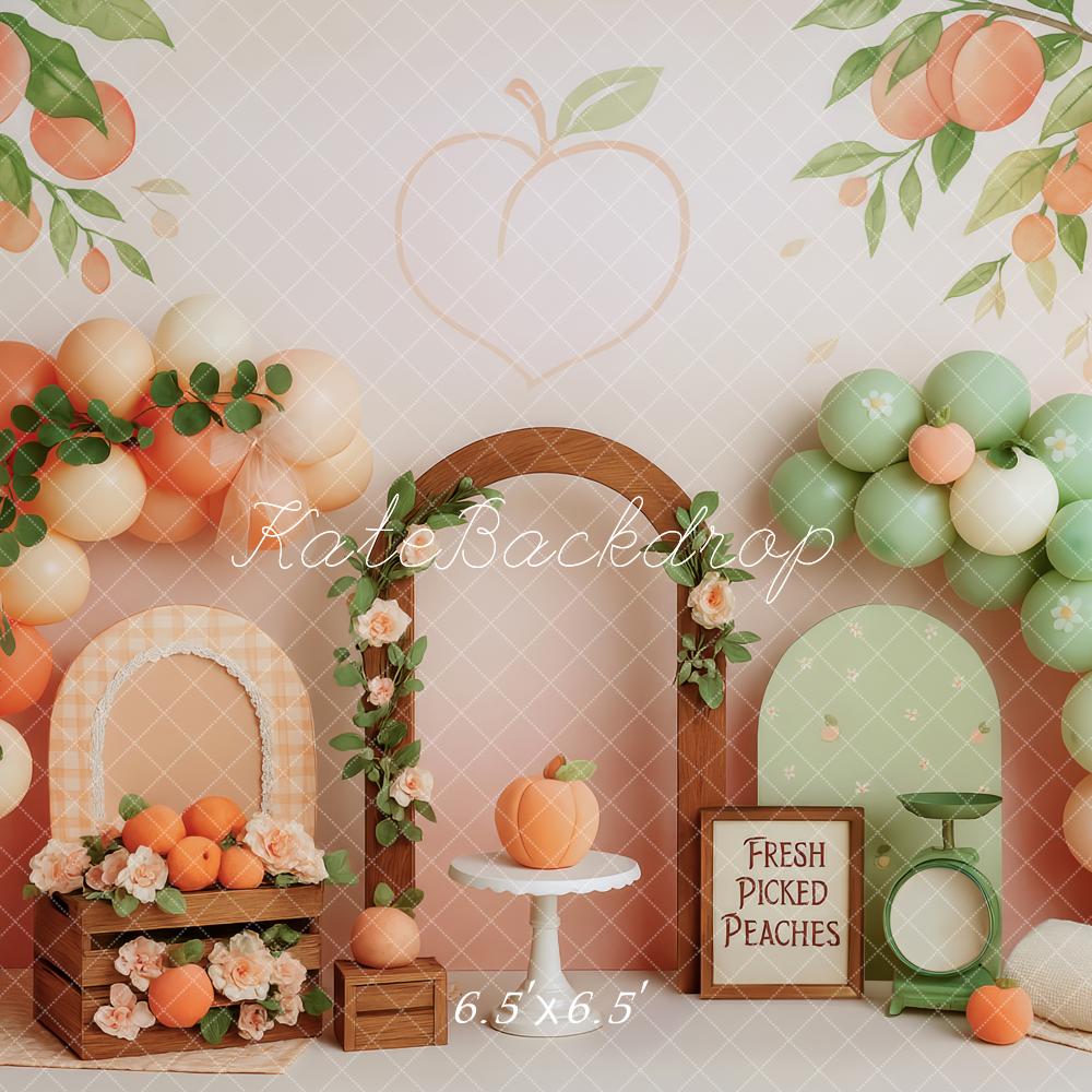 Kate Cake Smash Peach Balloon Arch Backdrop Designed by Patty Robert - Image 4