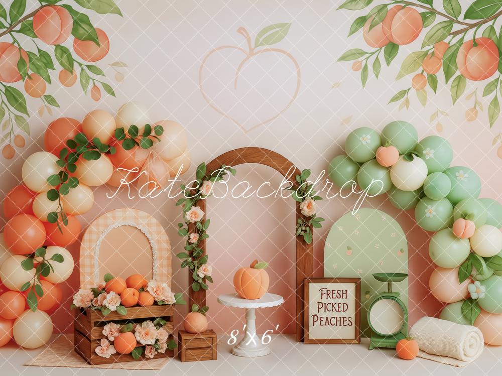 Kate Cake Smash Peach Balloon Arch Backdrop Designed by Patty Robert - Image 5