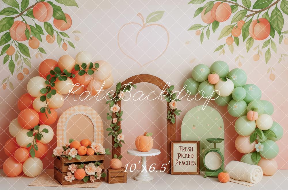 Kate Cake Smash Peach Balloon Arch Backdrop Designed by Patty Robert - Image 6