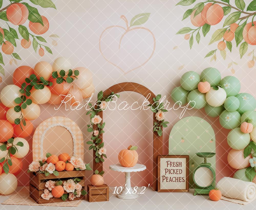 Kate Cake Smash Peach Balloon Arch Backdrop Designed by Patty Robert - Image 7