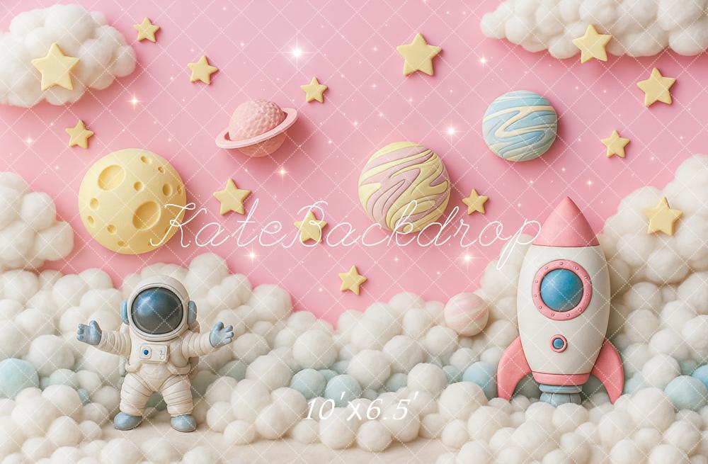 Kate Cake Smash Pink Space Adventure Astronaut Backdrop Designed by Ashley Paul - Image 4