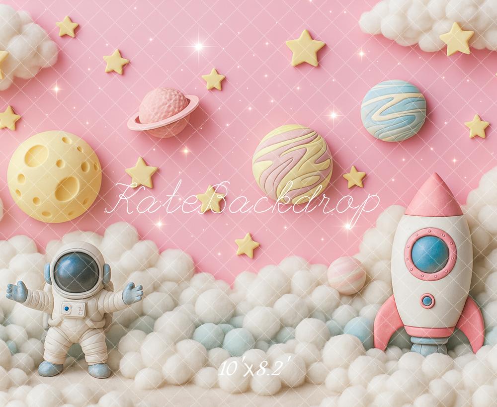 Kate Cake Smash Pink Space Adventure Astronaut Backdrop Designed by Ashley Paul - Image 5