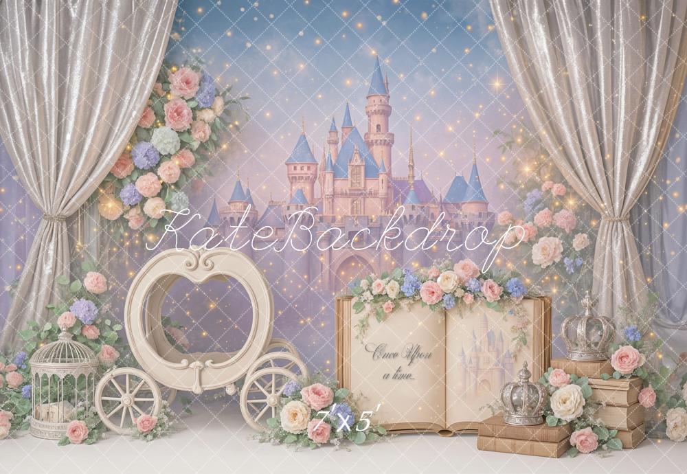 Kate Cake Smash Princess Castle Book Carriage Floral Backdrop Designed by Ashley Paul - Image 2