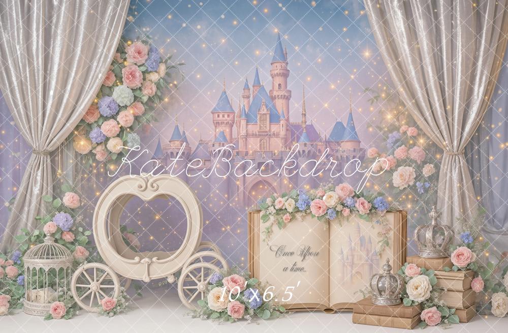 Kate Cake Smash Princess Castle Book Carriage Floral Backdrop Designed by Ashley Paul - Image 9