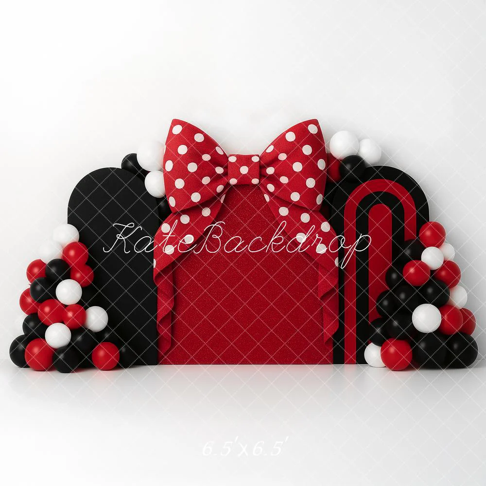 Kate Cake Smash Red Bow Balloon Arch Backdrop Designed by Ashley Paul - Image 4