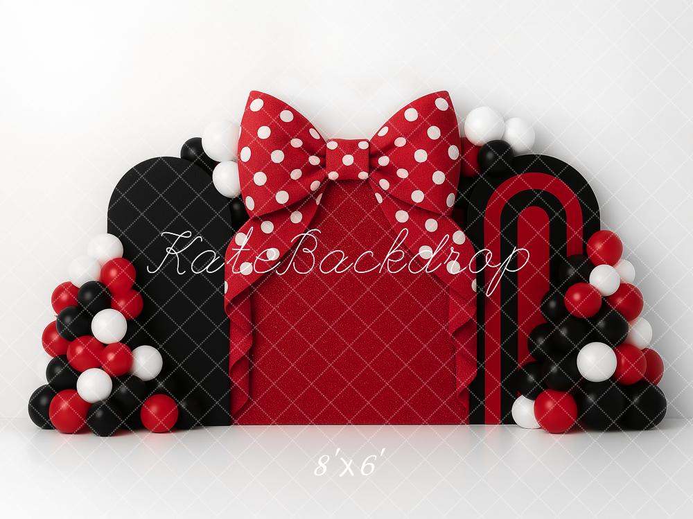 Kate Cake Smash Red Bow Balloon Arch Backdrop Designed by Ashley Paul - Image 5