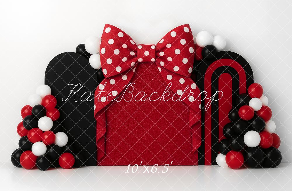 Kate Cake Smash Red Bow Balloon Arch Backdrop Designed by Ashley Paul - Image 6