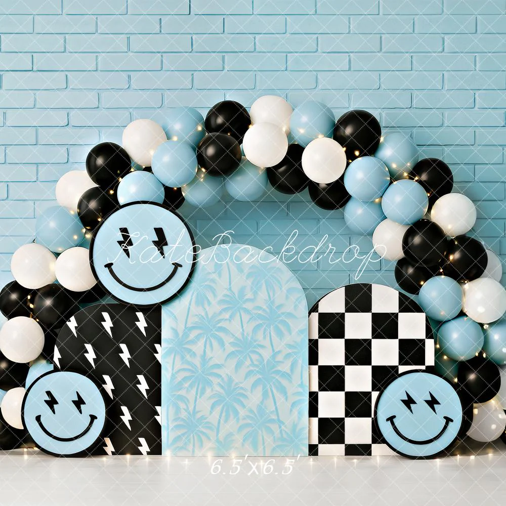 Kate Cake Smash Smiley Blue Balloon Arch Backdrop Designed by Ashley Paul - Image 5
