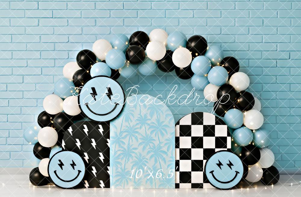 Kate Cake Smash Smiley Blue Balloon Arch Backdrop Designed by Ashley Paul - Image 7