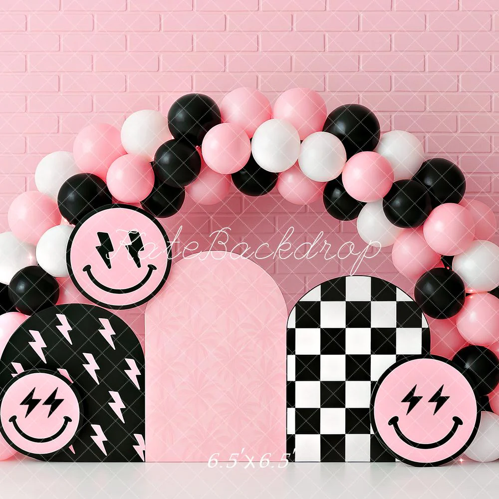 Kate Cake Smash Smiley Pink Balloon Arch Backdrop Designed by Ashley Paul - Image 4