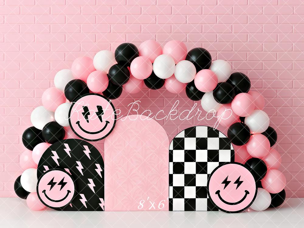Kate Cake Smash Smiley Pink Balloon Arch Backdrop Designed by Ashley Paul - Image 5