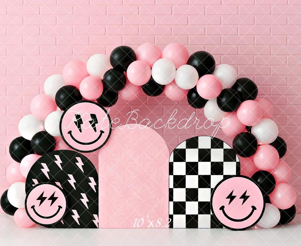 Kate Cake Smash Smiley Pink Balloon Arch Backdrop Designed by Ashley Paul - Image 6