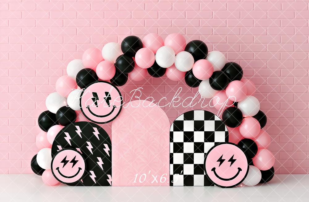 Kate Cake Smash Smiley Pink Balloon Arch Backdrop Designed by Ashley Paul - Image 7