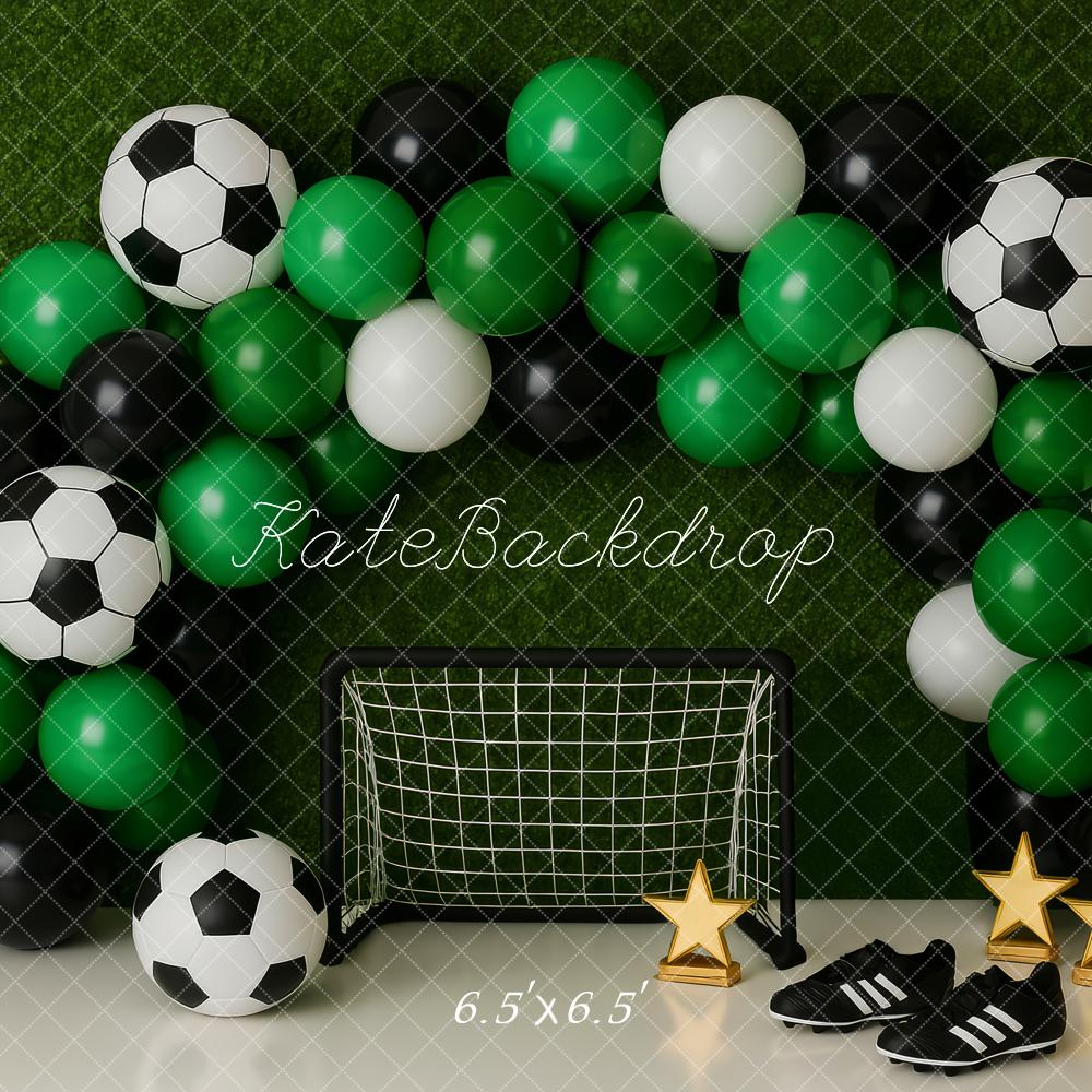 Kate Cake Smash Soccer Balloon Arch Green Backdrop Designed by Patty Robert - Image 2