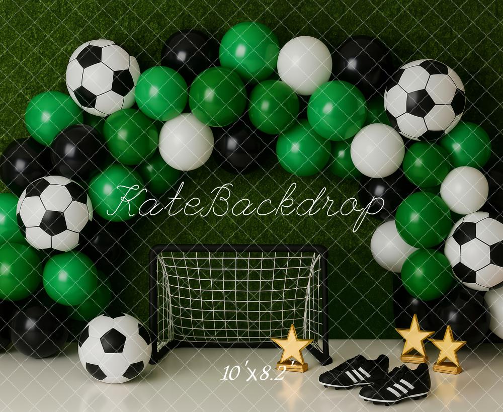 Kate Cake Smash Soccer Balloon Arch Green Backdrop Designed by Patty Robert - Image 5