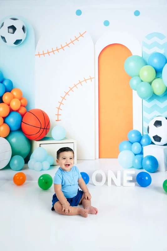 Kate Cake Smash Sports Balloon Arch Backdrop Designed by Patty Robert - Image 3