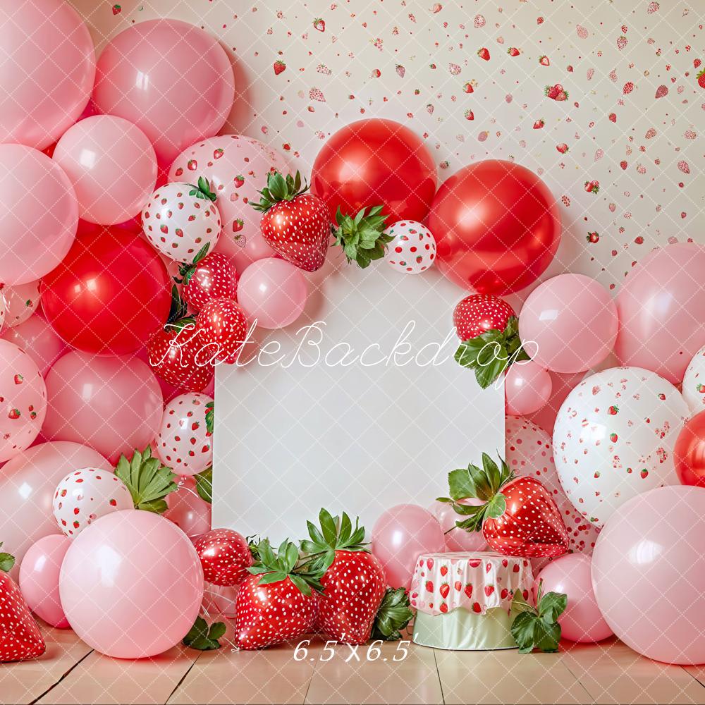 Kate Cake Smash Spring Strawberry Balloon Backdrop Designed by Emetselch - Image 6