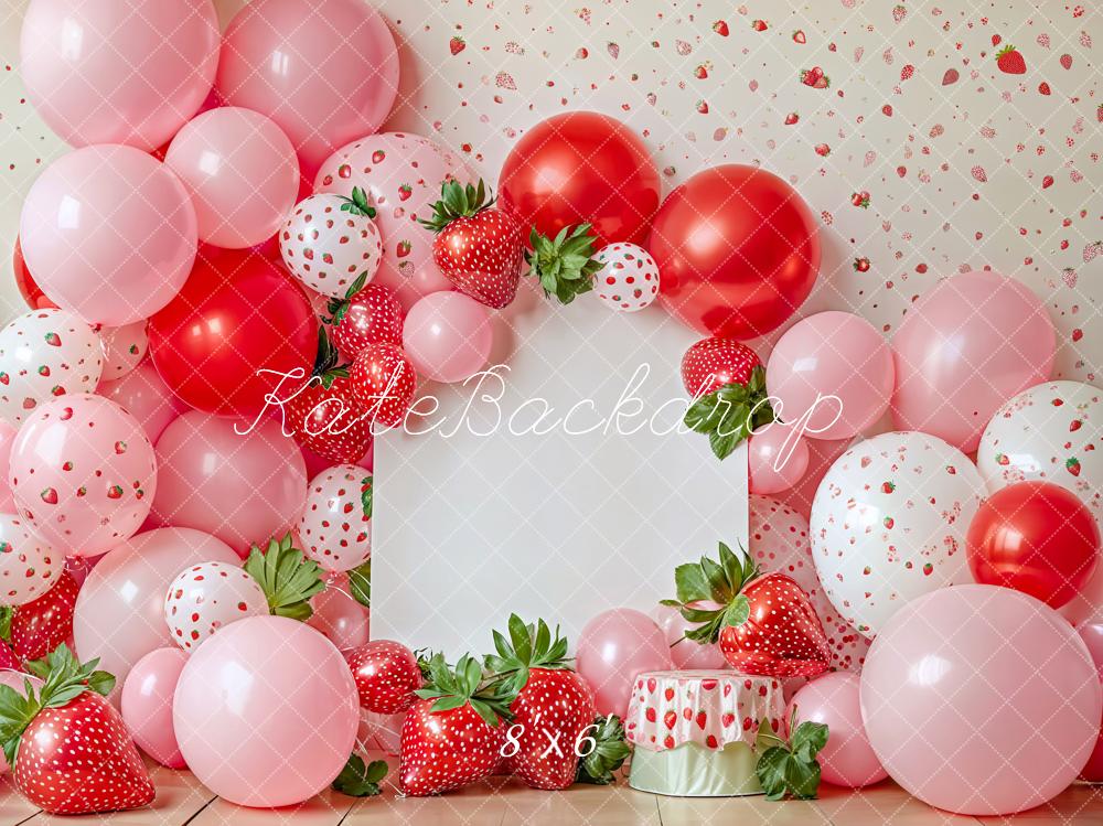 Kate Cake Smash Spring Strawberry Balloon Backdrop Designed by Emetselch - Image 7